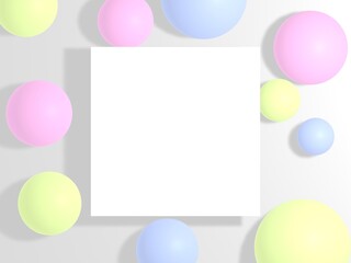 カラフルな丸い球柄の白背景の中白背景のフレーム