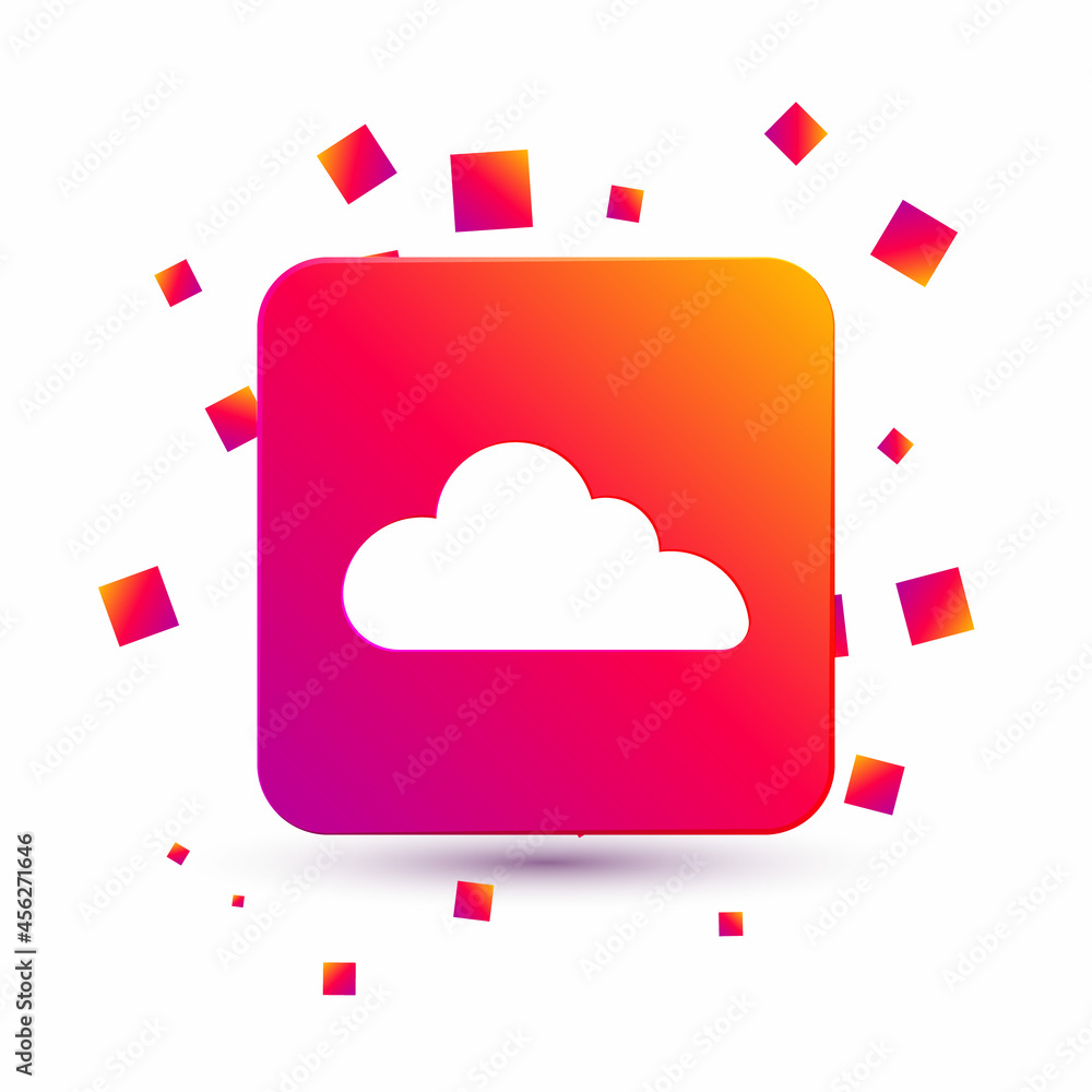 Poster white cloud icon isolated on white background. square color button. vector