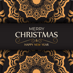 Poster template Happy New Year and Merry Christmas white color with winter pattern.
