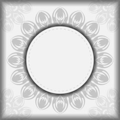 Preparing an invitation with a place for your text and black patterns. Vector Template for print design postcards White colors with mandalas.