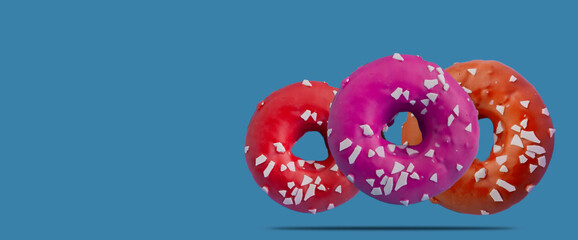 round donut on colored background