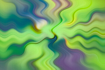 Abstract wavy green and violet brushstrokes