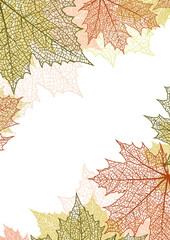 Floral vector template with autumn leaves. Plant print for holiday poster, greeting card, cover, banner, invitation. Natural trendy design. Textured background. Botanical art.