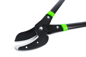 Lopper for pruning branches on trees gardening tools on white  background.