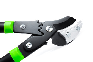 Lopper for pruning branches on trees gardening tools on white  background.
