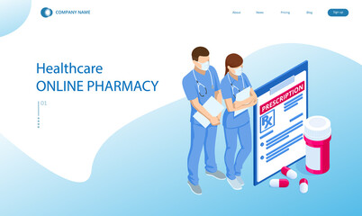 Online pharmacy and medicine with a medical app. Buying medicines online. Mobile service or app for purchasing medicines in online pharmacy drugstore.