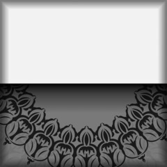 Ready-to-print postcard design White colors with mandalas. Vector Invitation card template with place for your text and vintage ornament.