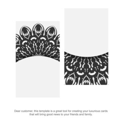Set of business cards White colors with mandala ornament. Print-ready business card design with space for your text and black patterns.