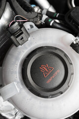 Coolant tank with  liquid antifreeze of a radiator system in car. - Image