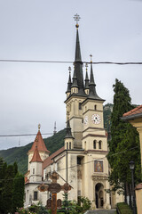 Fototapeta na wymiar St. Nicholas (Sf. Nicolae) Orthodox Church was originally built in 1521 in Romanian-Byzantine style. Brasov, Transylvania, Romania.