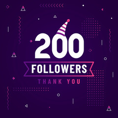 Thank you 200 followers celebration modern colorful design.