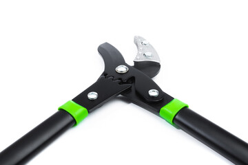 Lopper for pruning branches on trees gardening tools on white  background.