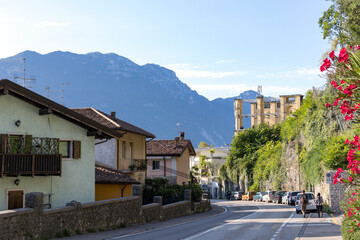 Fototapeta na wymiar The Gardesana street in Riva del Gardo on Lake Garda