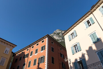 Fototapeta na wymiar residential buildings at riva del Gardo in italy