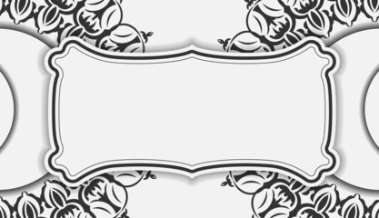 Stylish Vector Template for Print Design Postcards White Color with Luxurious Vintage Patterns. Preparing an invitation with a Greek ornament.