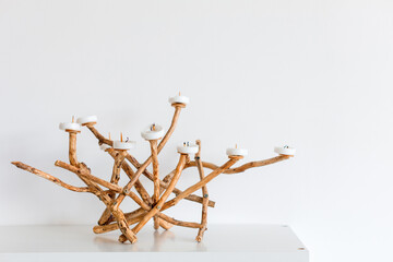 designer candlestick made of natural materials - Image