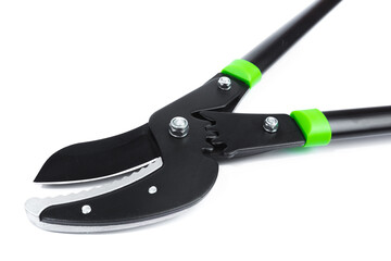Lopper for pruning branches on trees gardening tools on white  background.