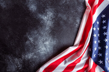 American flag on grunge background  - Image