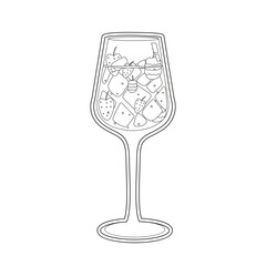 Isolated tropical cocktail with ice and strawberries Vector