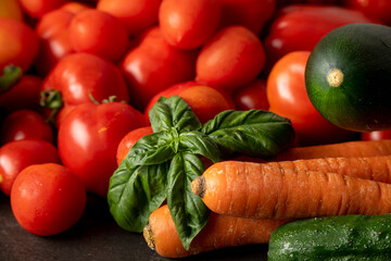 fresh vegetables on a gray table