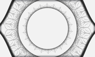 White banner template with mandala ornaments and place for your text. Print-ready design background with vintage ornament.