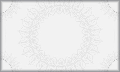 White banner template with mandala vintage ornaments and place for your logo and text. Design background with vintage ornament.