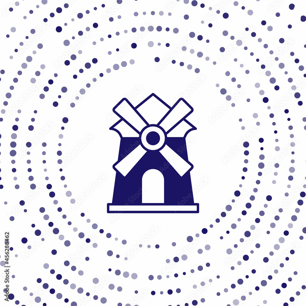 Poster blue windmill icon isolated on white background. abstract circle random dots. vector