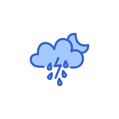Obraz premium surprised cloud weather with rain and moon icon vector