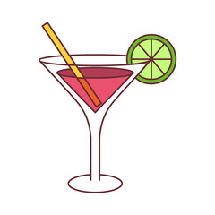 Isolated tropical cocktail icon with a lemon Vector
