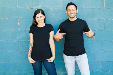 Portrait of a couple with matching t-shirts