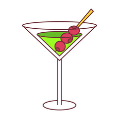 Isolated cocktail icon with cherries on a stick Vector
