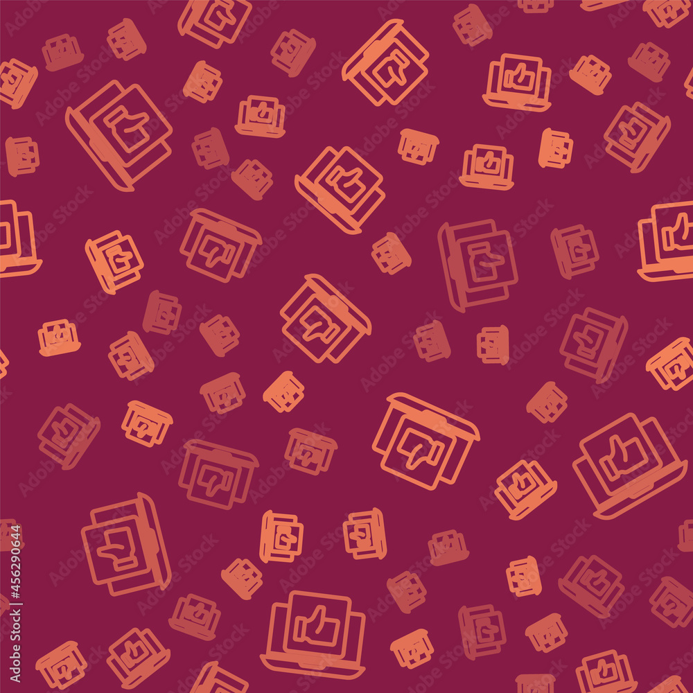 Poster brown line hand like icon isolated seamless pattern on red background. vector