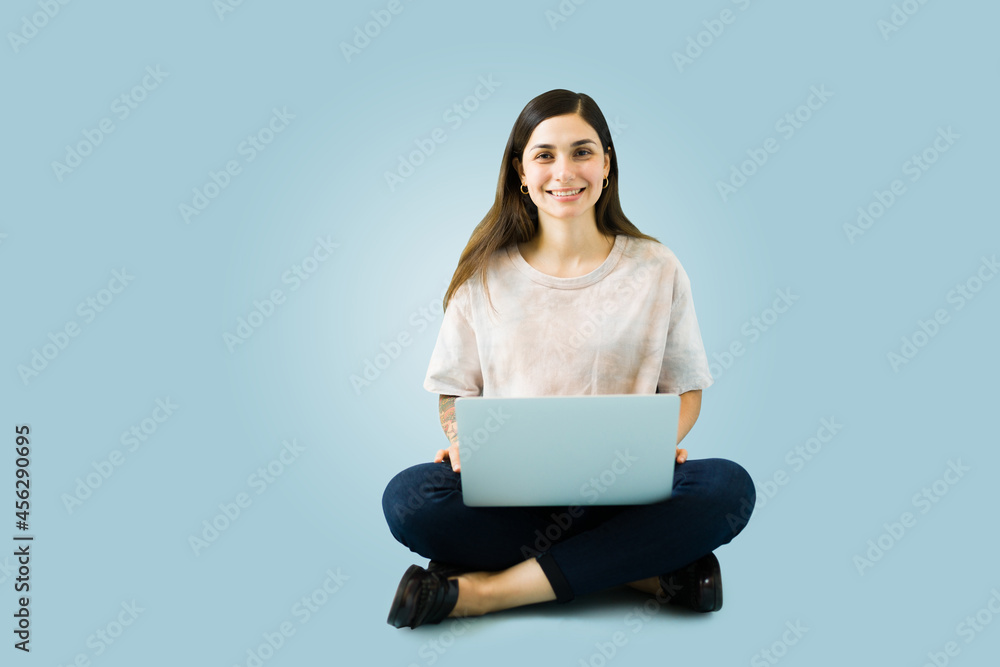 Poster University student doing online homework