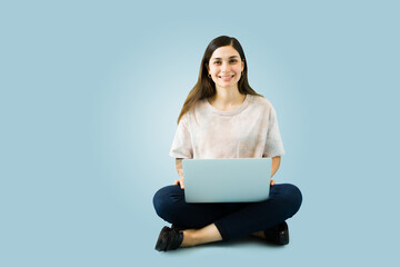 University student doing online homework