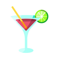 Isolated tropical cocktail icon with a lemon Vector