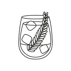 Isolated cocktail icon with leaf and ice Vector