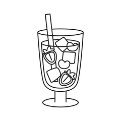 Isolated tropical cocktail icon with strawberries Vector