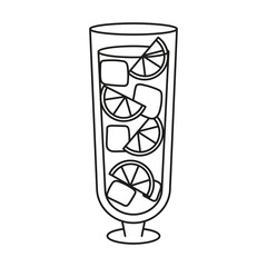 Isolated tropical cocktail icon with a lemon Vector