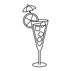 Isolated tropical cocktail icon with a lemon Vector