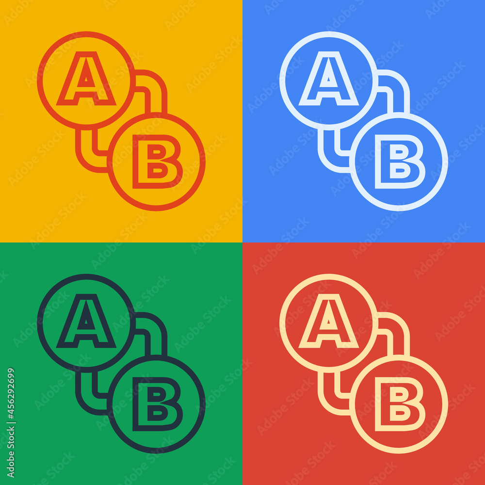 Aufkleber pop art line route location icon isolated on color background. map pointer sign. concept of path or 