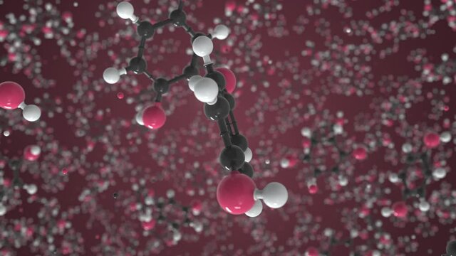 Hydroquinone molecule, conceptual molecular model. Chemical looping 3d animation