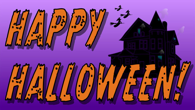 Happy Halloween Message with spooky house
