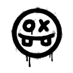 graffiti scary sick face emoticon sprayed isolated on white background. vector illustration. © Kebon doodle