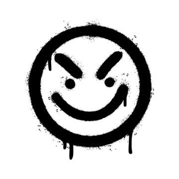 graffiti angry face emoticon sprayed isolated on white background. vector illustration.