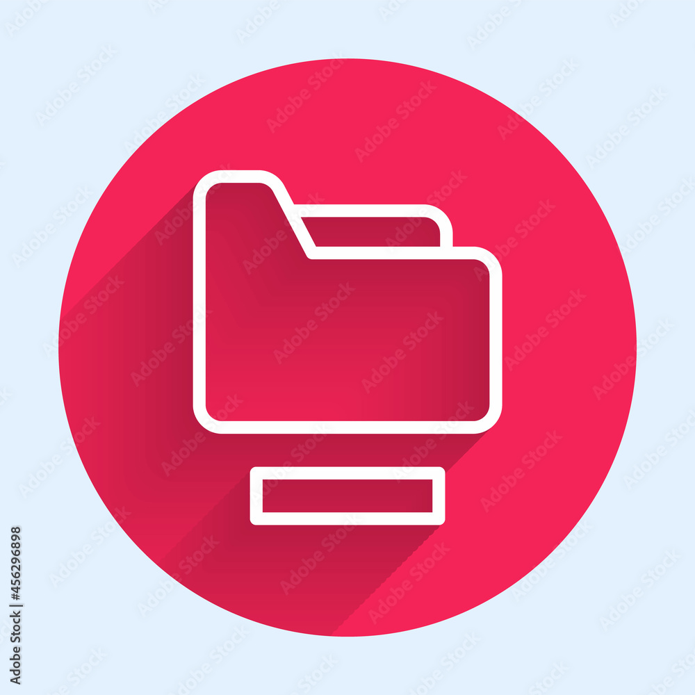 Aufkleber white line document folder icon isolated with long shadow background. accounting binder symbol. book