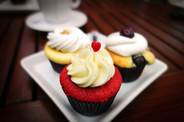 Close-up of cupcakes on plate