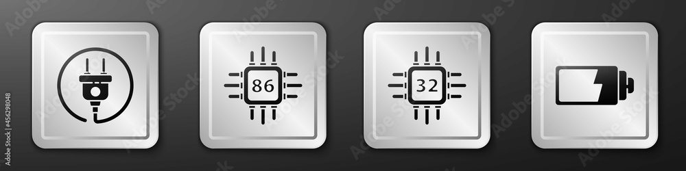 Poster set electric plug, processor with microcircuits cpu, processor with microcircuits cpu and battery ch