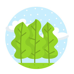 Group of tree on a camping sticker Vector