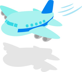 着陸する旅客機のデフォルメイラスト