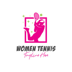 women tennis sports inspiration illustration logo